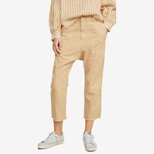 Nili Lotan Luna Pant Tan Cotton Linen Blend Sz 2